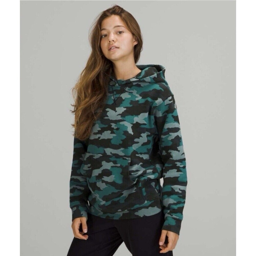 Lululemon Hoodie Women’s 6 Teal Camo All Yours Hoodie Fleece Pullover Sweater